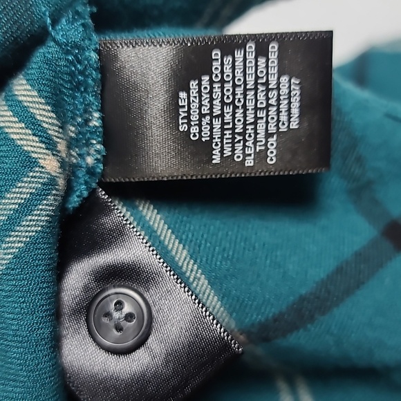 SANCTUARY Women's Plaid Teal Button Up Front Pockets Boyfriend Shirt Size Small - Picture 8 of 16